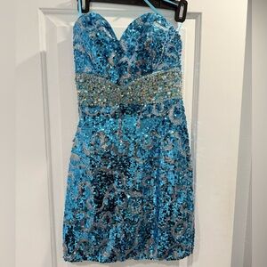 Blue Sparkly short Dress